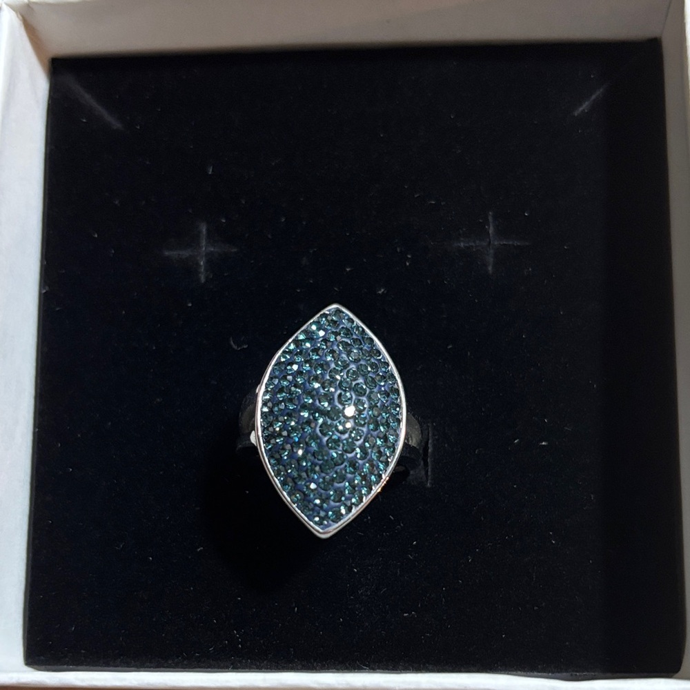 Silver and Blue Druzy Women's Ring, Size 9